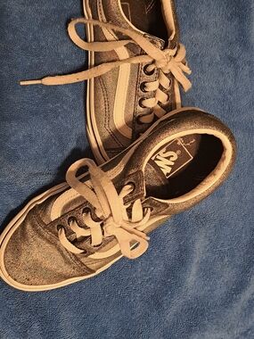 Vans Kids Glitter Black & White Low Top Sneakers